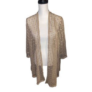 Tan Cut-out Crotchet Cardigan size M